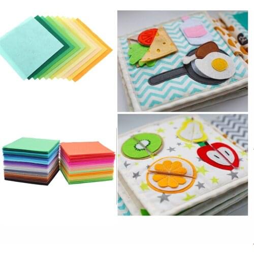 40pcs Non Woven Felt Fabric 1mm Thickness Polyester Cloth Felts Of Home Decoration Pattern Bundle For Sewing Dolls Craft 15x15cm