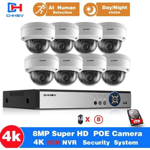 4K Ultra HD 8CH DVR Kit H.265 CCTV Camera Security System 8MP CCTV System IR Outdoor Night Vision Video Surveillance Kits