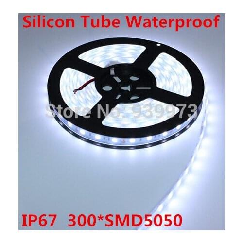 5m/lot 300LED RGB/white/warm white/blue/red/Green/yellow, IP67silicon tube waterproof 12V 5050 LED Strip,60LED/m + free shipping