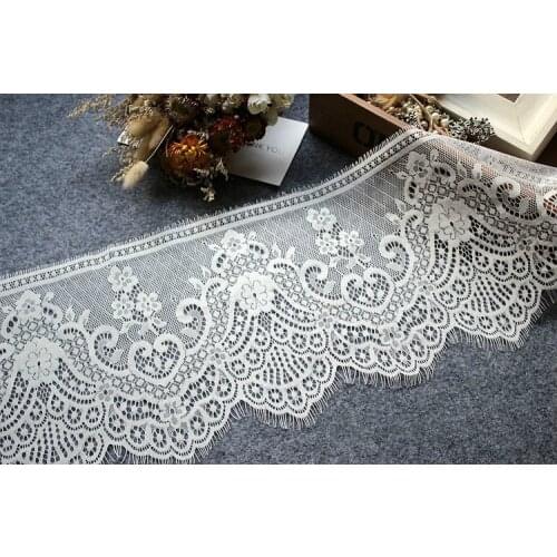 6M/Lot Exquisite White Black Eyelash Lace Trim Lace Fabric Handmade DIY Wedding Dress Clothing Accessories 20CM Wide