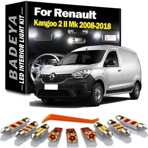 9Pcs LED License plate lamp For Renault Kangoo 2 II Mk 2008-2018 Car LED bulb Interior Reading Map Dome light kit