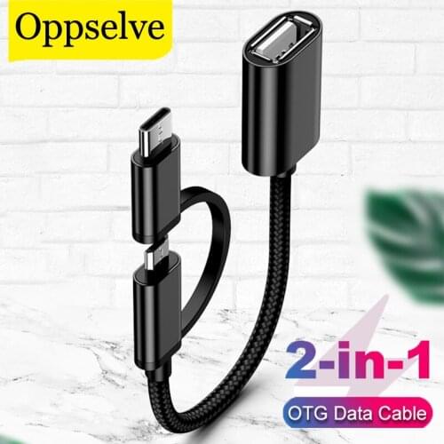 USB OTG Adapter 2 In 1 Type-C Micro USB To USB Interface Converter for MacBook U Disk OTG USB-C Data Transfer Cable for Huawei