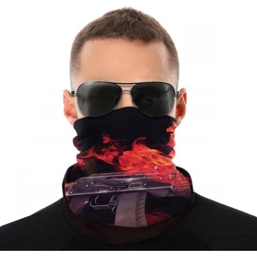AK-47 FIRE Magic Scarf Half Face Mask Men Women Halloween Neck Gaiter Seamless Bandana Versatility Headwear Cycling Hiking