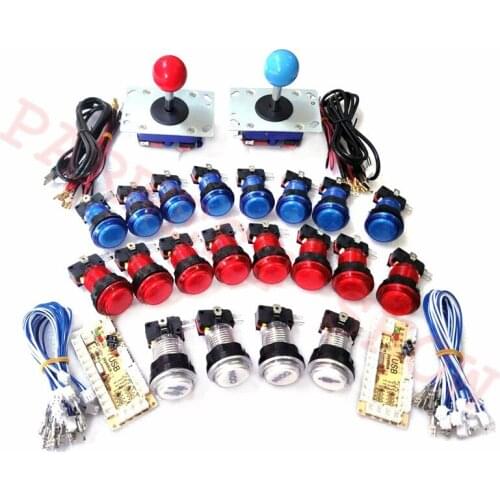 Zero Delay Arcade cabinet DIY kit for 5V LED push button + Zippyy Joystick 1 & 2 player COIN button USB to PC / Raspberry Pi