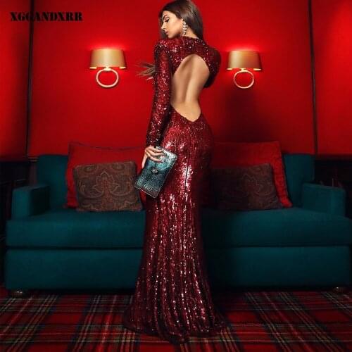 Sparkly Straight Prom Dress 2022 Sequin Sequin Keyhole Dack Long Skirt Red Full Sleeves Party Gown Custom Made