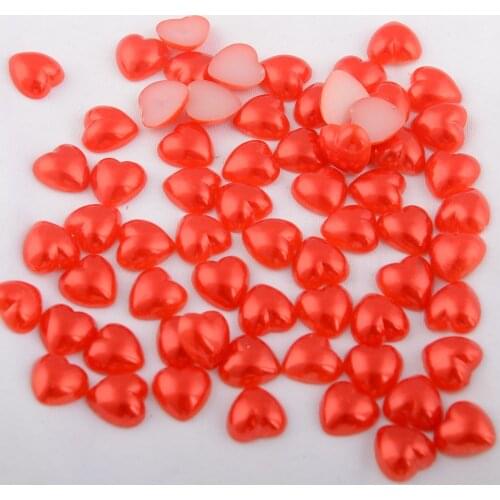 BOLIAO 50Pcs 10*10mm( 0.39*0.39in ) Red Heart Shape AB Acryl No Hole Glue On Head Wear/Clothes/Home Decoration DIY