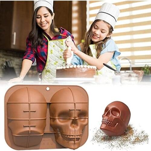 Large Realistic Silicone Skull Cake Mould DIY Baking Cake Mold for Halloween Gifts