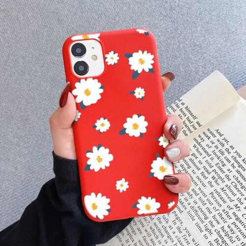 Lovely flower Phone Case for iPhone 12 pro max mini 11 pro XS MAX 8 7 6 6S Plus X XR red case