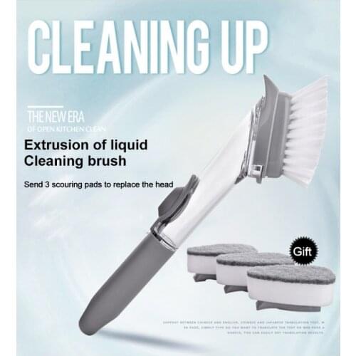 4 Head Cleaning Brush Washing Convenience Cleaning Sponge Brush Scrubber Kitchen Soap Dispenser Dish With Refill Liquid