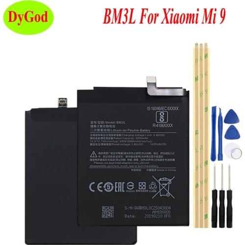 DyGod 3200/3300mAh BM3L Battery Replacement Batteries Bateria For Xiaomi Mi 9 Smart Phone with tools