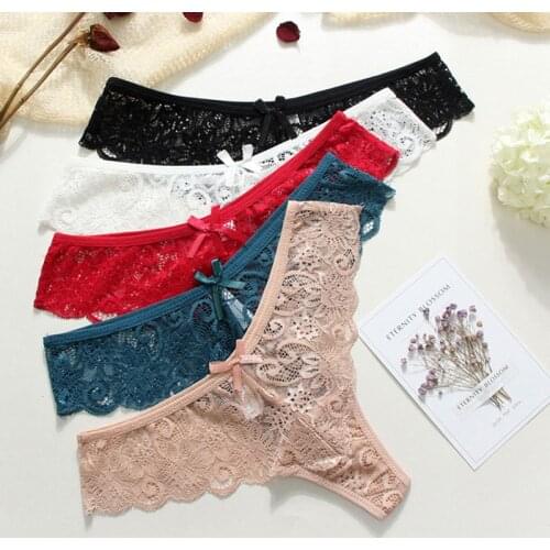 Hot Sale Sexy Lace hollow Underwear Soft Comfortable Women Cotton Low-Rise Seamless Briefs Female Panties Sexy Thong