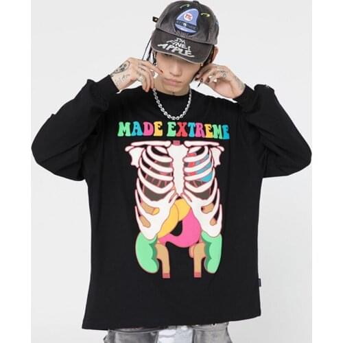 Худи оверсайз 2021 Gothic Hoodie Bones Couple Trend Harajuku Punk Oversized Clothing Women Clothes Streetwear кофта женская