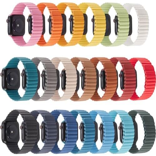 Leather loop for Apple Watch band 44mm 40mm38mm 42mm Magnetic smartwatch bracelet for apple watch strap iWatch series se 6 5 4 3