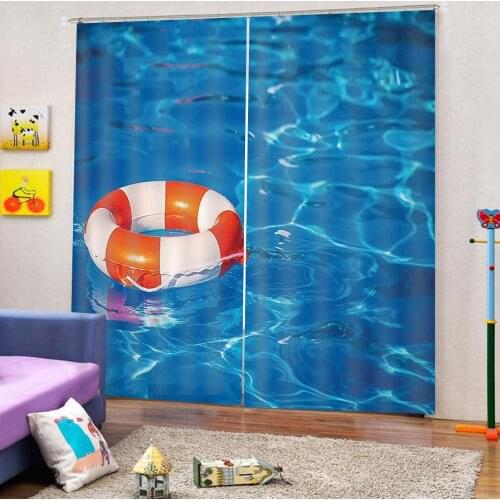 Swim Ring Pattern Theme Shower Curtain Red and white Swim Ring Stripes Digital print home Drapes