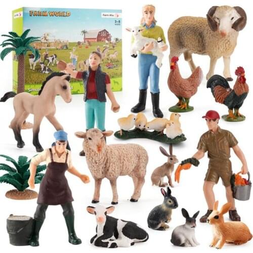 HOT Simulation Farm World Animals Model Girls Boys Toys Milch Goat Horse Hedgehog Chicken Ornaments Kids Toy Learning Education