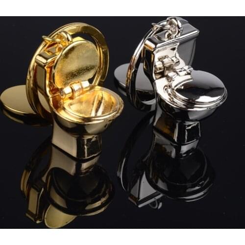 Mini llavero Cadena de inodoro para coche, llavero 3D clásico para baño regalo creativo baratija