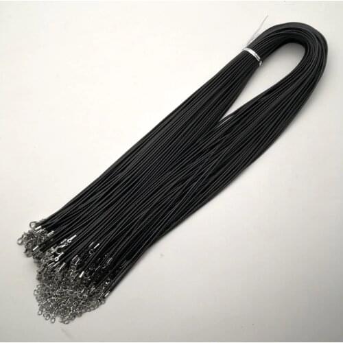Fashion 2.0MM 60cm+5cm black Wax rope lobster clasp necklace lanyard Jewelry pendant cords 100pcs/lot Free shipping
