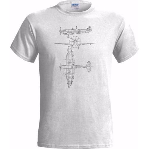 Fashion Men T Shirt Free Shipping SPITFIRE SUPERMARINE TECH DRAWING MENS T SHIRT PLANE AIRCRAFT FIGHTER RAF WAR Summer T-shirt