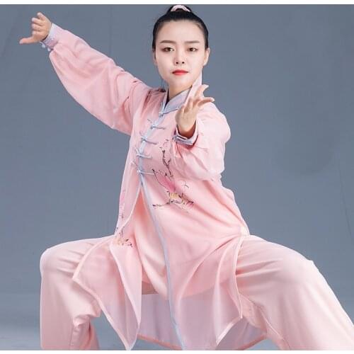 Fashion Tai Chi Uniform Martial Arts Uniform Chinese Traditional Folk Long Sleeve Kung Fu Outfit Suit Morning Sportswear TA1997