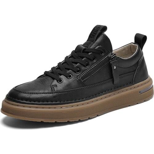 Vulcanize Sneakers Breathable Men Casual Shoes Outdoor Walking Slip on Male Lace Up Flats Tooling Platform Shoes Retro Leather