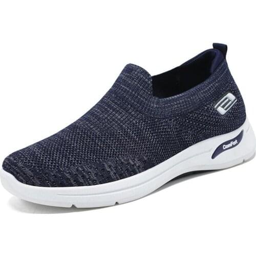 New style mens single shoes fashion fly woven mesh bottom heel non-slip lightweight comfortable all-match casual shoes men