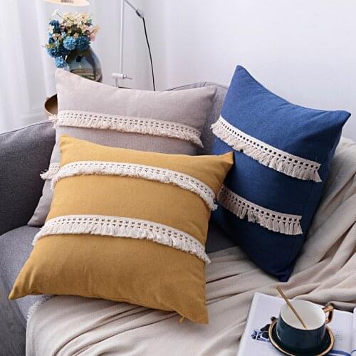 Tassels Cushion Cover 45x45cm/30x50cm Beige White Pillow Covers Decorative Pillow Case Square Home Pillowcase