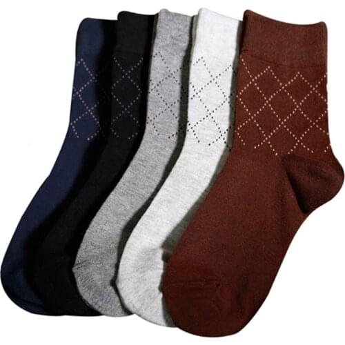 5pairs Men Socks Summer Autumn High Quality Plaid Gift Man Socks Business Casual Pure Cotton Breathable Male Sock Meias Sox Crew
