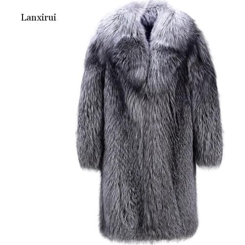 New specials imitation fur coat imitation Fox hair long coat fur one body mens coat European and American large code S-6XL