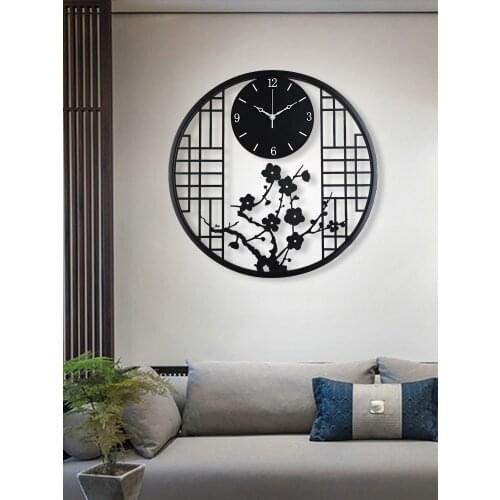 New Chinese Style Metal Wall Clock Kitchen Bar Living Room Decoration Wall Clock Modern Design Mute Simple Wall Clock