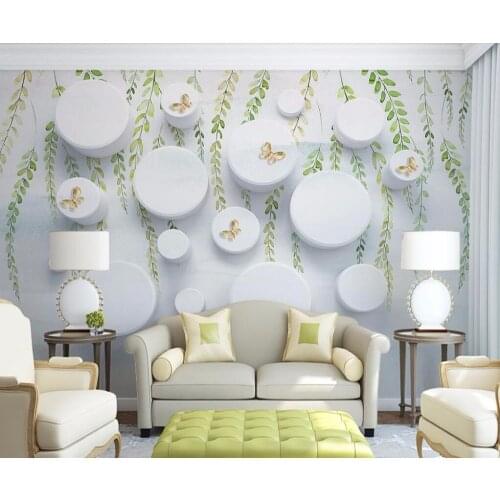 Beibehang Custom wallpaper modern three-dimensional cylindrical pastoral small fresh vine butterfly TV background 3d wallpaper