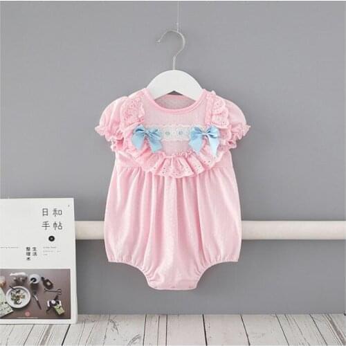 Newborn Baby Kids Pink Bow Clothing, Children Sweet Romper 5 Pieces /lot, Wholesale