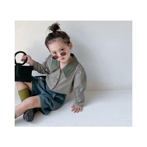 Baby Girl Plaid Shirt 2020 Autumn New Toddler Girl Cute Lovely Turn Down Collar Top Tees Kids Girls Blouse Long Sleeve Shirt