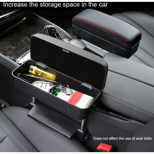 Car Seat Armrest Box Waterproof PU Leather Auto Center Console Pad Cover Protector With Car Seat Gap Storage Box Organizer
