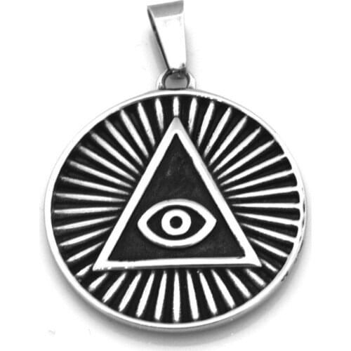FANSSTEEL Stainless steel jewelry Sunshine triangle all seeing eye pendant FSP17W44