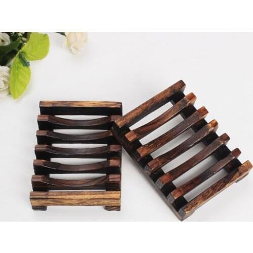 Wood Soap Hollow Rack Natural Wooden Bamboo Soap Dish Tray Holder Sink Deck Bathtub Shower Dish Soap Box LX2690