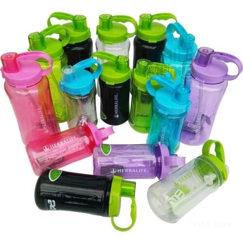 1000/2000ml High Quality Drop Resistance Handgrip Food Grade Plastic Sports Hiking Clover Herbalife Portable Water Bottle