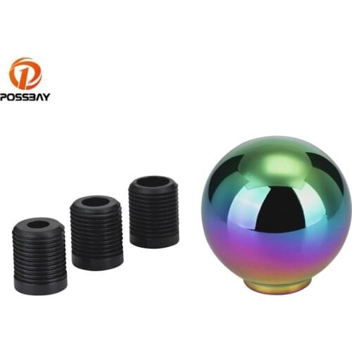 POSSBAY Universal Car Colorful Gear Shift Knob Aluminum Gear Shift Knob Ball Manual Lever Shifter with 3 Adapters Interior Parts