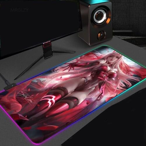 RGB Glow Cartoon Animation Sexy Mouse Keyboard Pad Precision Seaming Process Mouse Pad Office Gaming Computer Desktop Protection