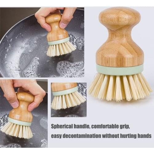 Dishwashing Brush Wooden Handle Round Head Washing Pot Brush Pan Dish Bowl Brush Household Kitchen Cleaning Tools