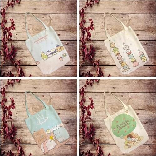 Sumikko gurashi Fashion Anime Canvas Shoulder Bags Casual Shopping Bag Cartoon Tote Handbag Travel unisex New