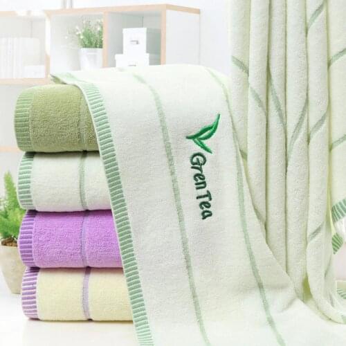 Embroidery Lavender Green Tea Towel Set Stripe Beauty Face Towel Large Bath Towel Home Hotel For Adults Kids Serviette De Bain