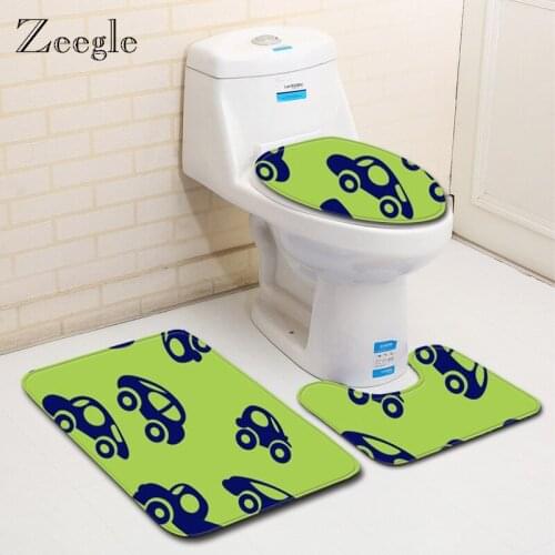 Zeegle Bathroom Mat Shower Carpet Rug Set Toilet Mat Bath Rug Sets Flaneel Foam Toilet Mat Bathroom Carpet Microfiber Bath Rug
