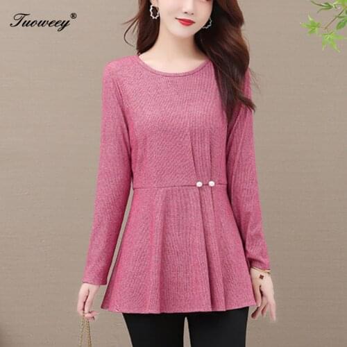 2020 spring stye Womens Shirts red plus size 5XL o neck waist slim elegant blusas Women Blouse Fashion New solid mother tops