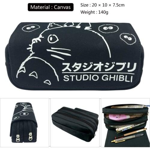 Women Handbags Cosmetic bags Anime My Neighbor Totoro Cartoon Large Capacity Pen Bag Pencil Cases Double Zipper make up bag