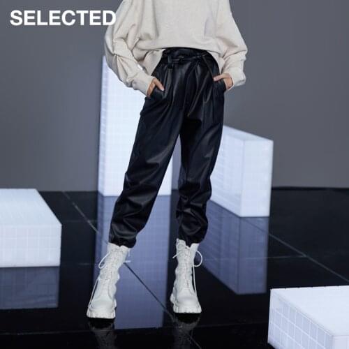 SELECTED Womens PU Lace-up Ninth Pants for Winter S|420414008