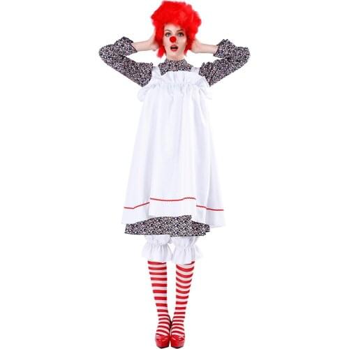 Womens Pennywise Costume IT Cosplay Scary Clown Halloween Fancy Dress M-XL M8899