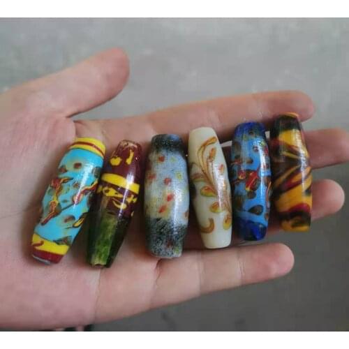 1pcs Thousand-year-old ancient pharaoh traditional colored glass beads classical flower pattern gorgeous and beautiful jewelry