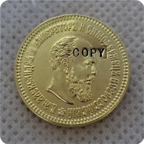 1886-1894 RUSSIA Alexander III 5 ROUBLES GOLD Copy Coin commemorative coins-replica coins medal coins collectibles