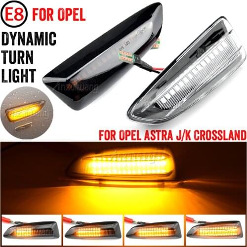 2Pcs LED Amber Dynamic Flowing Turn Signal Side Marker Light For Opel Astra J K 2015 Zafira C Insignia B Grandland X 2017