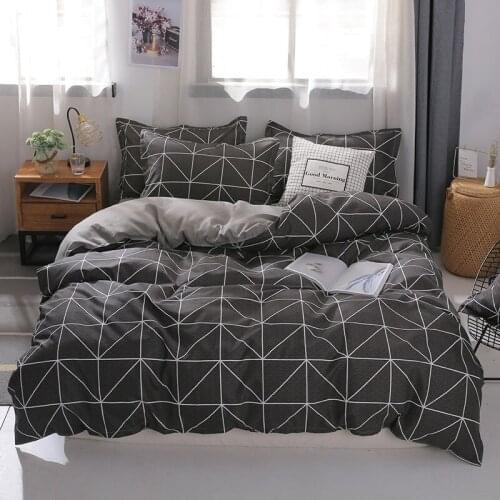 Classic Simple Duvet Cover Sheet Pillowcase Sheet Grid Bed Linens 150x200cm Size Bedding Set 3/4Pcs Geometry Design Home Textile